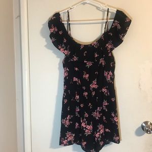 Black romper w/ roses and pockets